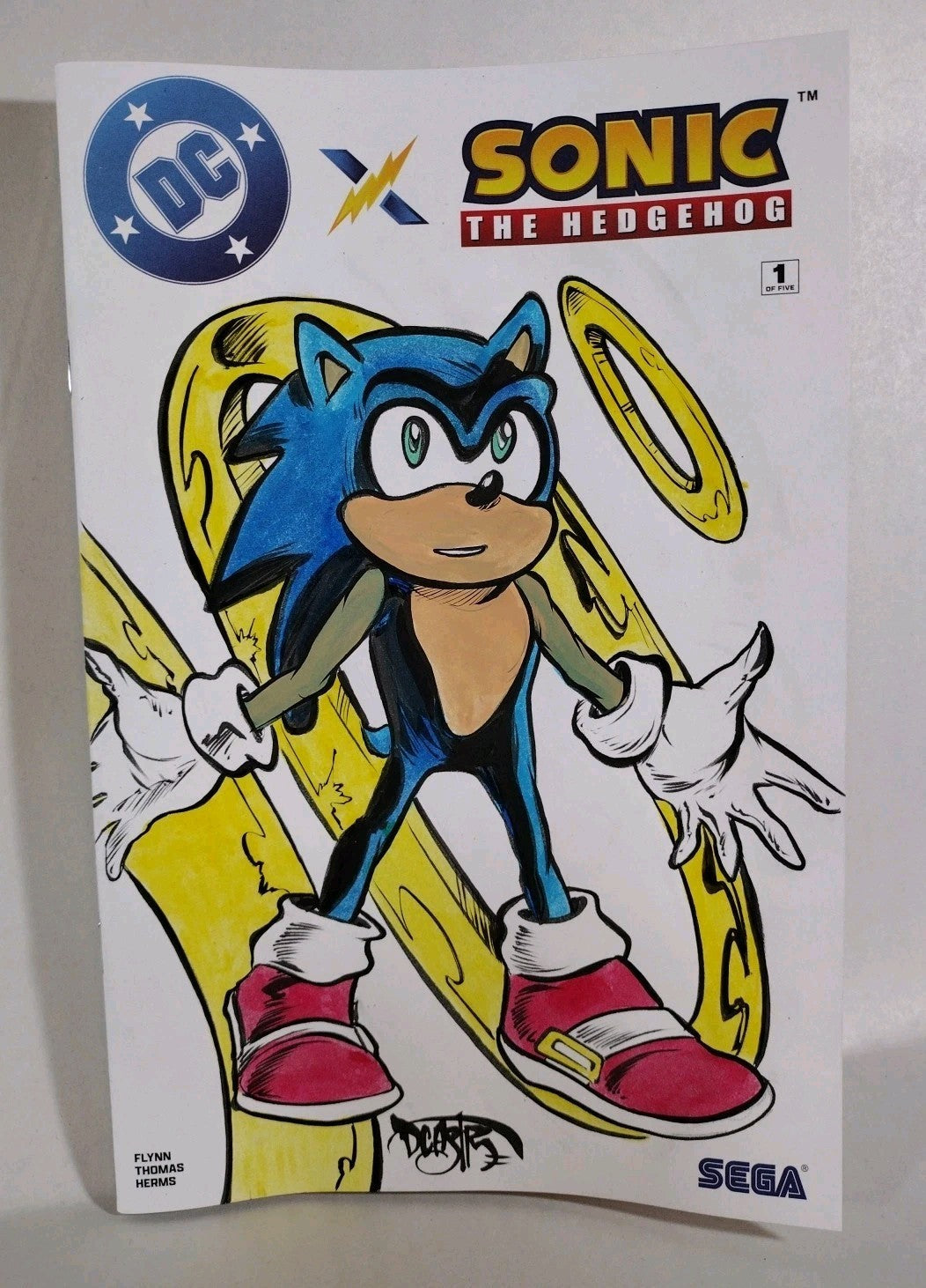 DC x Sonic the Hedgehog 1 DC Sega Sketch Variant Cover W Original Dave Castr Art