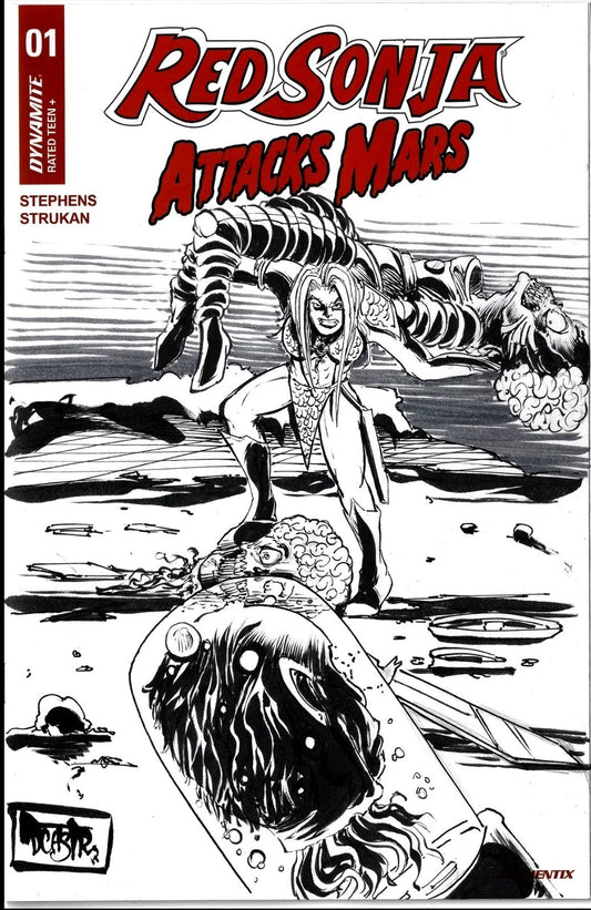 Red Sonja Mars Attacks #1 (2025) Dynamite Sketch Var Comic W Original DCastr Art
